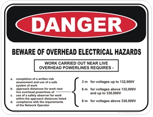 DECAL DANGER ELECTRICAL HAZARD OVERHEAD