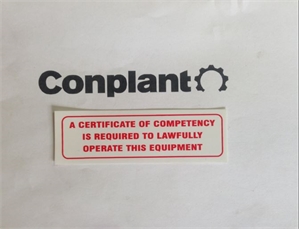 DECAL - CERTIFICATE OF COMP
